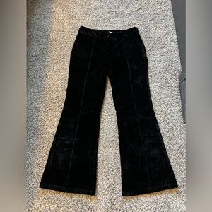 Black velvet flare pants